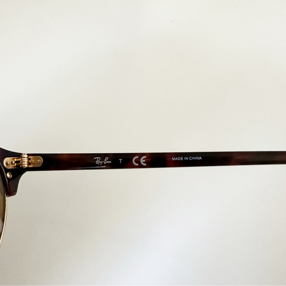 Ray-Ban RB 4346 Clubround Double Bridge Sunglasses 990/33 Shiny Red Havana Brown - Picture 7 of 11